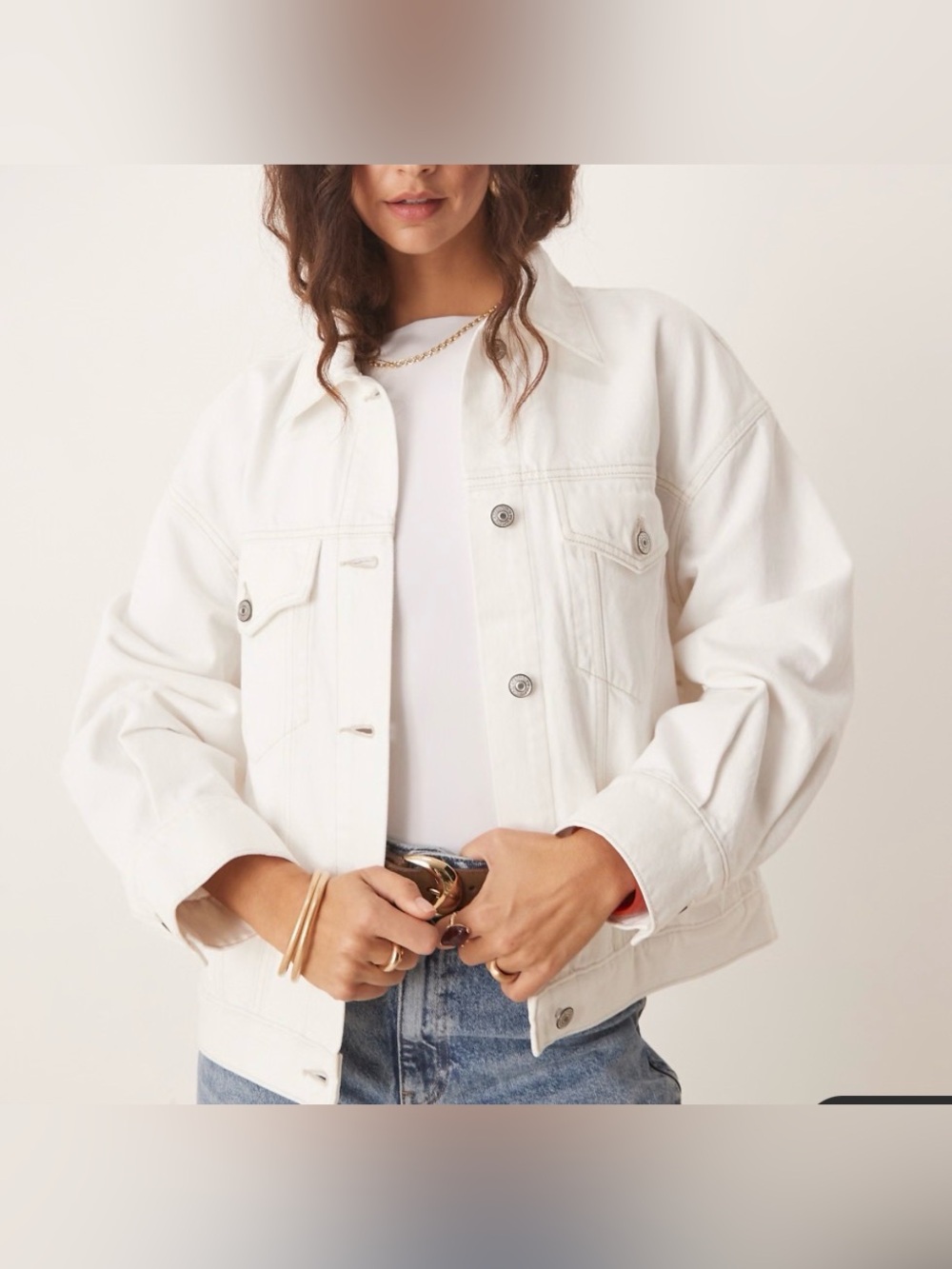 Abercrombie & Fitch Classic White Denim Trucker Jacket 100% Cotton Size XS